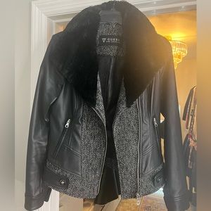 Black Guess Faux leather Jacket Small
